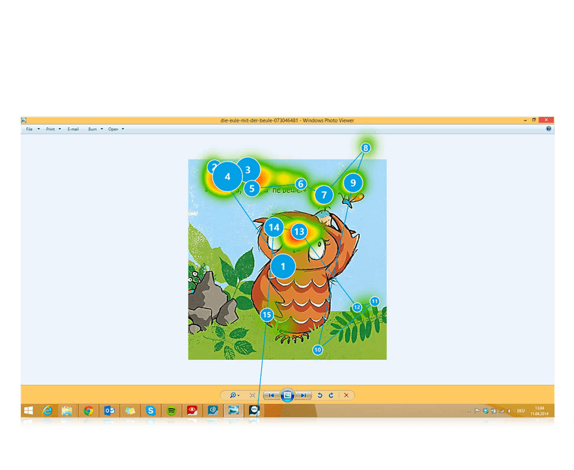 Tobii Dynavox Gaze Viewer所记录的图像中的热点图